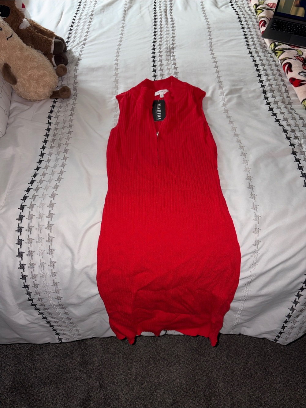Better Be Red Sleeveless Ribbed Mini Dress